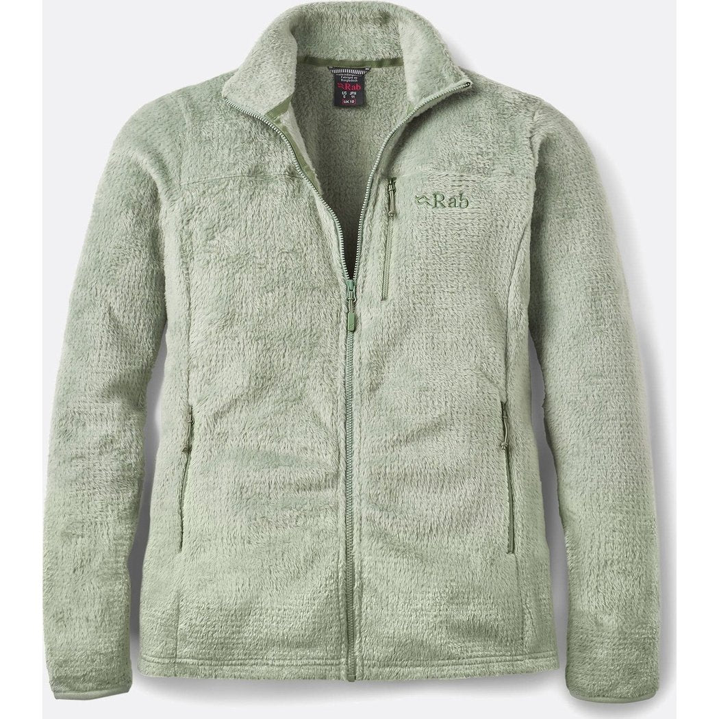 Front view of the Rab Women's Granitic Jacket in Dark Fig Green featuring a full zip and chest pocket.