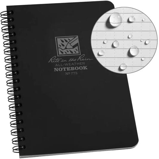 Rite in the Rain Side Spiral Notebook 4 5/8 x 7-Camping - Accessories - Books-Notebooks-Rite in the Rain-Black-Appalachian Outfitters