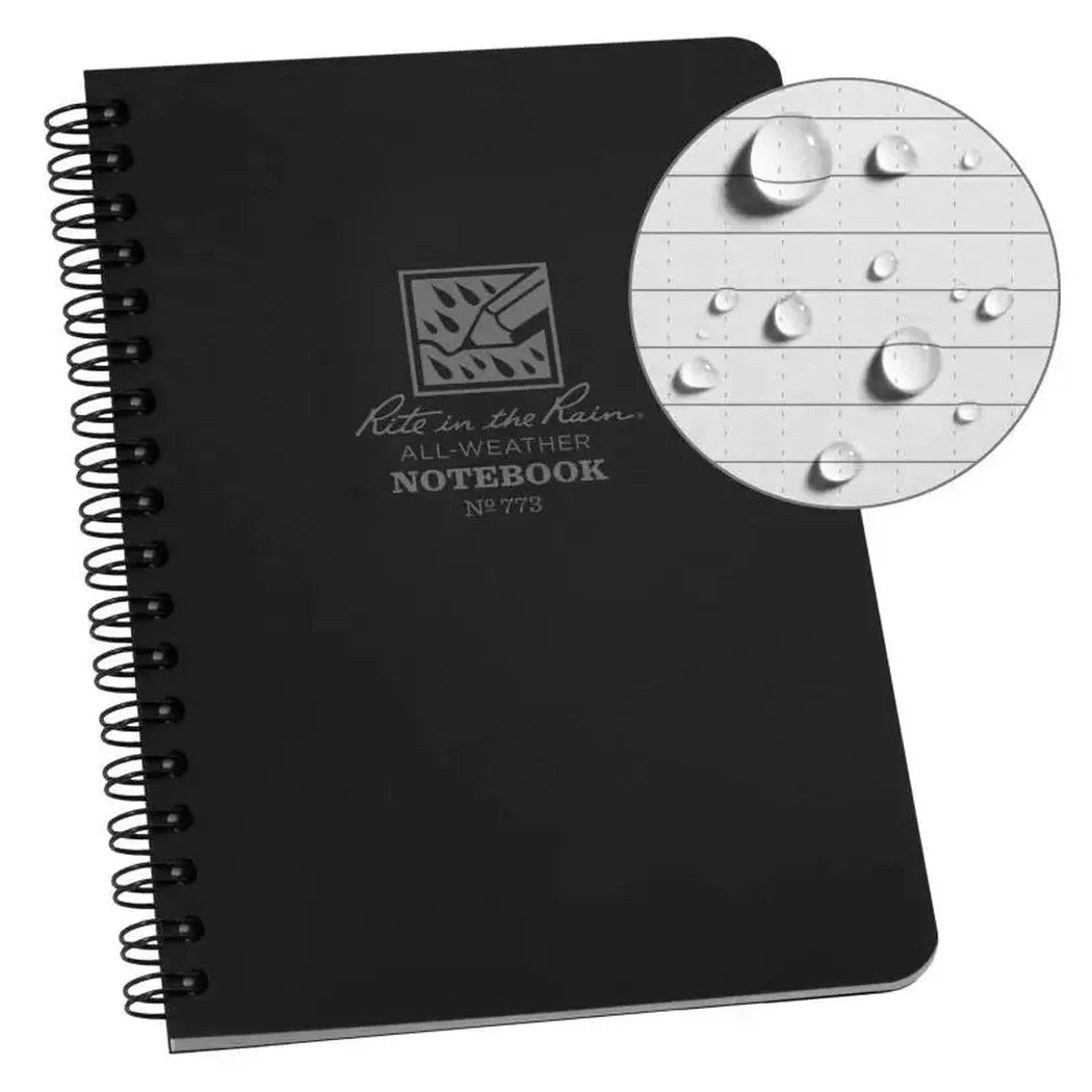 Rite in the Rain Side Spiral Notebook 4 5/8 x 7-Camping - Accessories - Books-Notebooks-Rite in the Rain-Black-Appalachian Outfitters