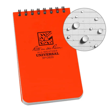 Rite in the Rain Top Spiral Notebook 3" x 5"-Camping - Accessories - Books-Notebooks-Rite in the Rain-Orange-Appalachian Outfitters