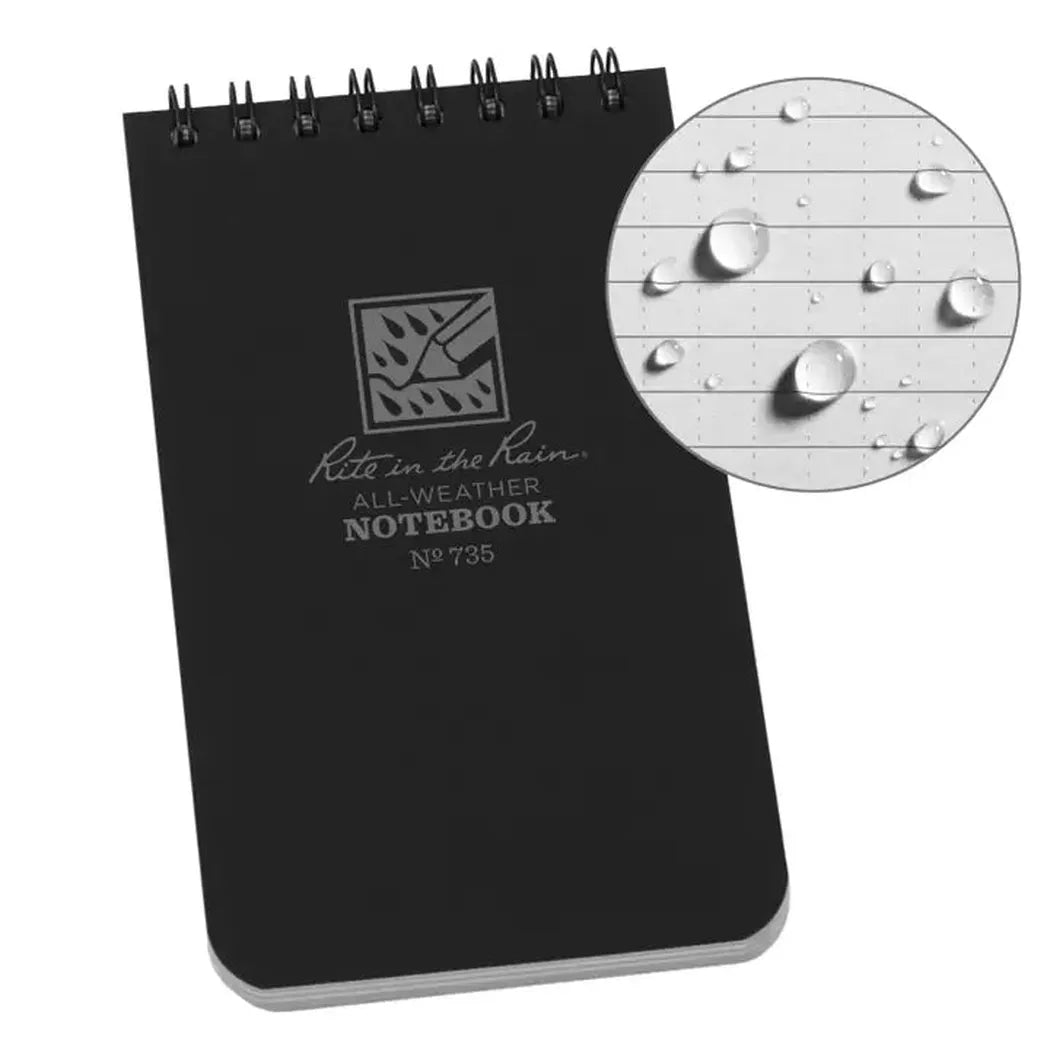 Rite in the Rain Top Spiral Notebook 3" x 5"-Camping - Accessories - Books-Notebooks-Rite in the Rain-Black-Appalachian Outfitters