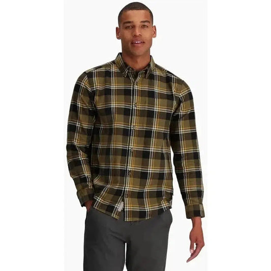 Royal Robbins Men's Lieback Organic Cotton Flannel Long Sleeve-Men's - Clothing - Tops-Royal Robbins-DarkOliveTimPld-M-Appalachian Outfitters