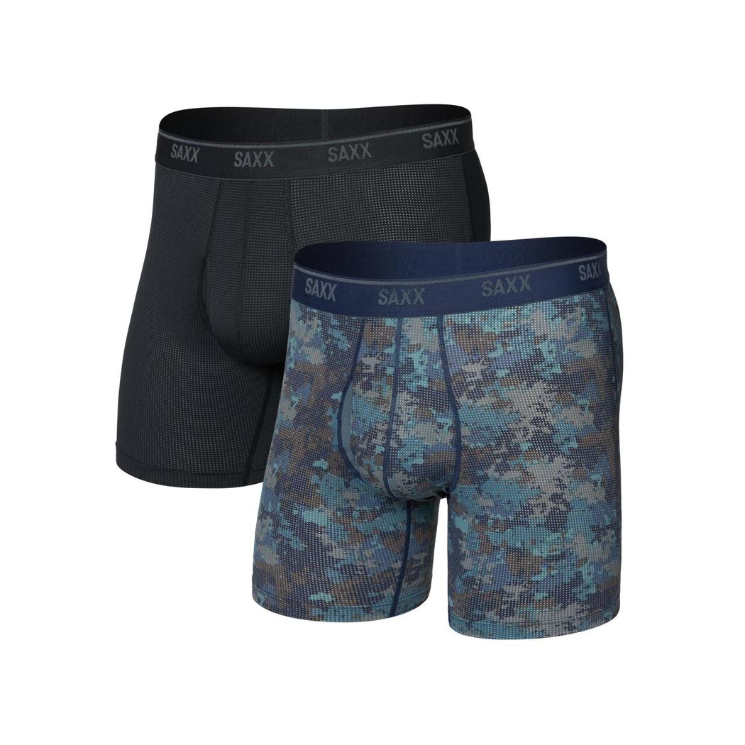 SAXX Quest Quick-Dry Mesh Boxer Brief Fly 2pk - 6"-Men's - Clothing - Underwear-SAXX-Matrix Camo/Black-M-Appalachian Outfitters