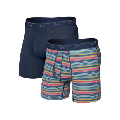SAXX Quest Quick-Dry Mesh Boxer Brief Fly 2pk - 6"-Men's - Clothing - Underwear-SAXX-Harvest Stripe/Martime-S-Appalachian Outfitters