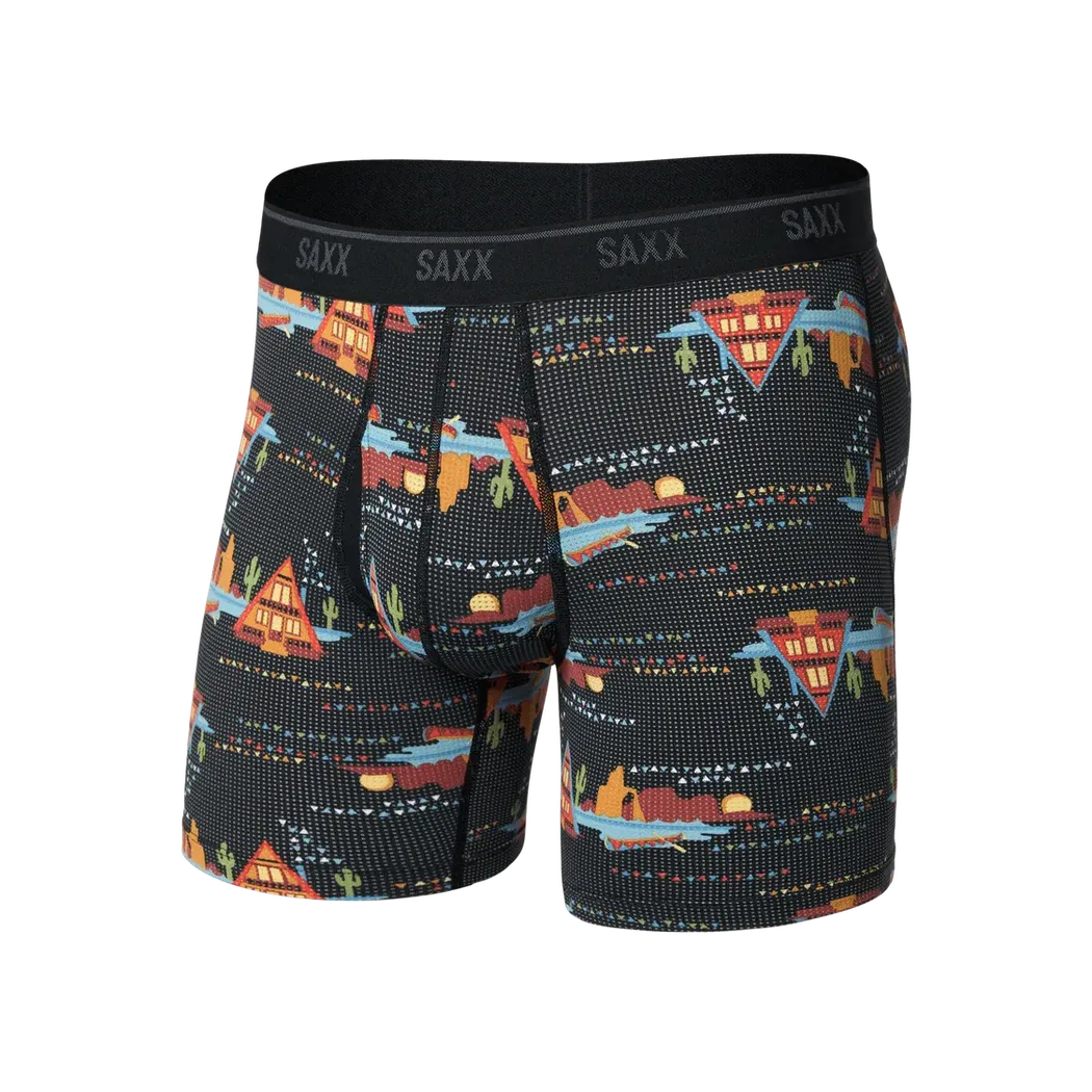 SAXX Quest Quick-Dry Mesh Boxer Brief Fly - 6"-Men's - Clothing - Underwear-SAXX-Lakeside/Black-M-Appalachian Outfitters