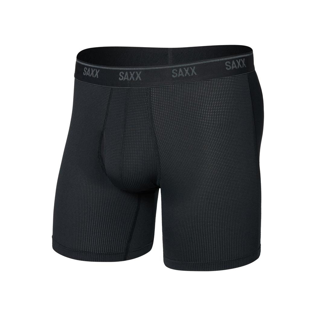SAXX Quest Quick-Dry Mesh Boxer Brief Fly - 6"-Men's - Clothing - Underwear-SAXX-Black-S-Appalachian Outfitters