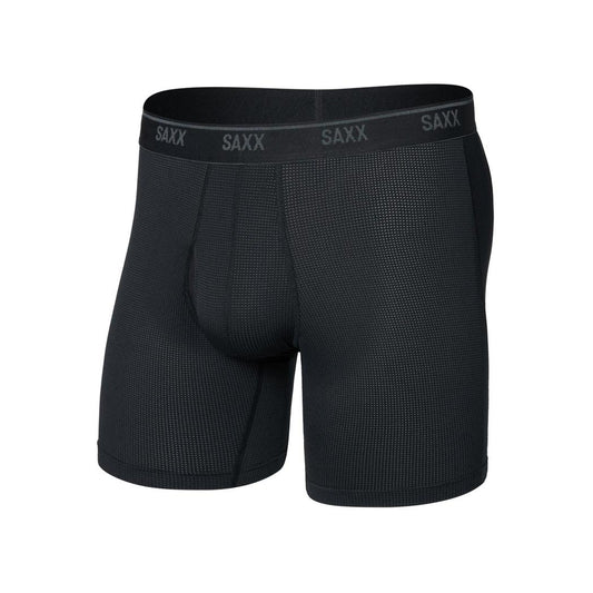 SAXX Quest Quick-Dry Mesh Boxer Brief Fly - 6"-Men's - Clothing - Underwear-SAXX-Black-S-Appalachian Outfitters