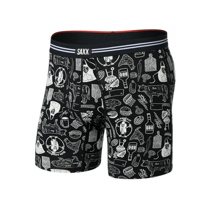 SAXX Vibe Xtra Soft Comfort Boxer Brief Fly - 6"-Men's - Clothing - Underwear-SAXX-Bun Appetit-Black-S-Appalachian Outfitters