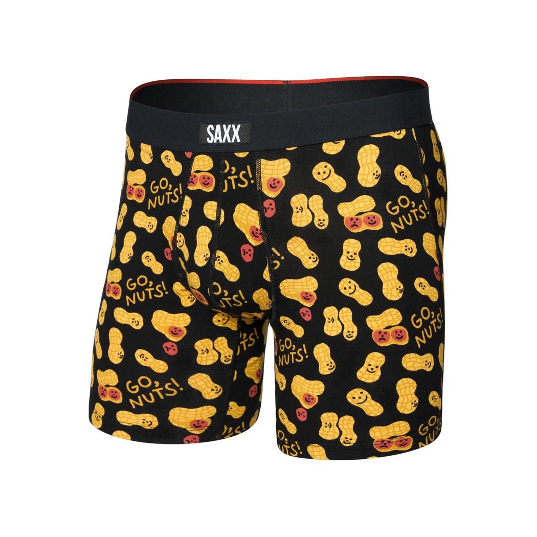 SAXX Vibe Xtra Soft Comfort Boxer Brief Fly - 6"-Men's - Clothing - Underwear-SAXX-Go Nuts/Black-S-Appalachian Outfitters