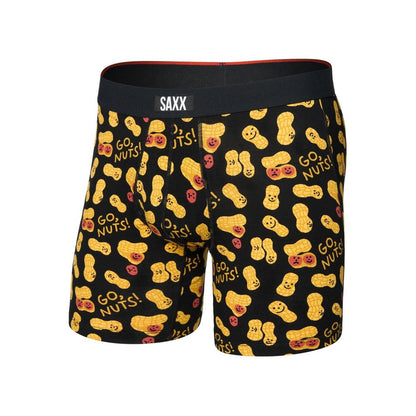 SAXX Vibe Xtra Soft Comfort Boxer Brief Fly - 6"-Men's - Clothing - Underwear-SAXX-Go Nuts/Black-S-Appalachian Outfitters