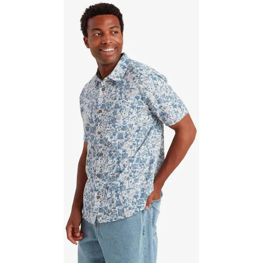 Sherpa Adventure Gear Men's Ravi Short Sleeve Shirt-Men's - Clothing - Tops-Sherpa Adventure Gear-Katha White/Blue-M-Appalachian Outfitters