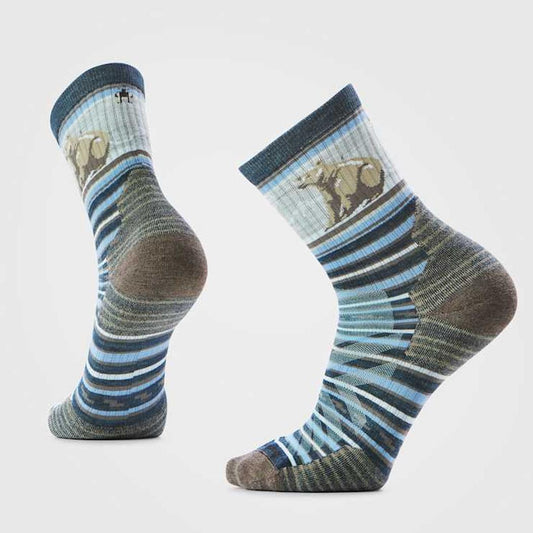 Smartwool Hike Tareted Cushion Bear Stripe Mid Crew Socks-Accessories - Socks - Unisex-Smartwool-Twilight Blue-L-Appalachian Outfitters