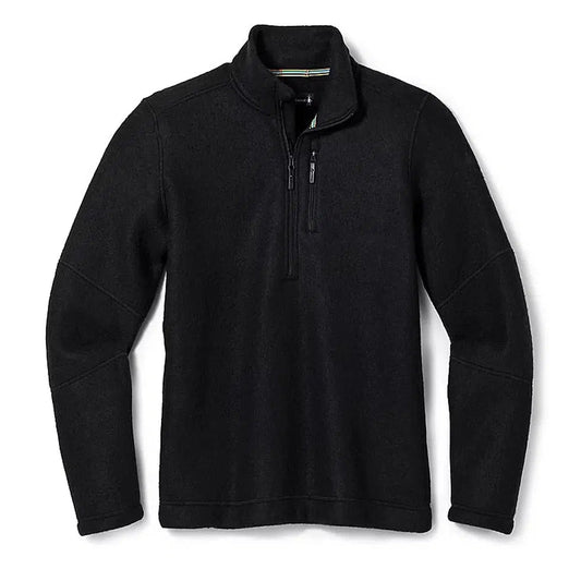 Men's Hudson Trail Fleece Half Zip Sweater-Men's - Clothing - Tops-Smartwool-Black-M-Appalachian Outfitters