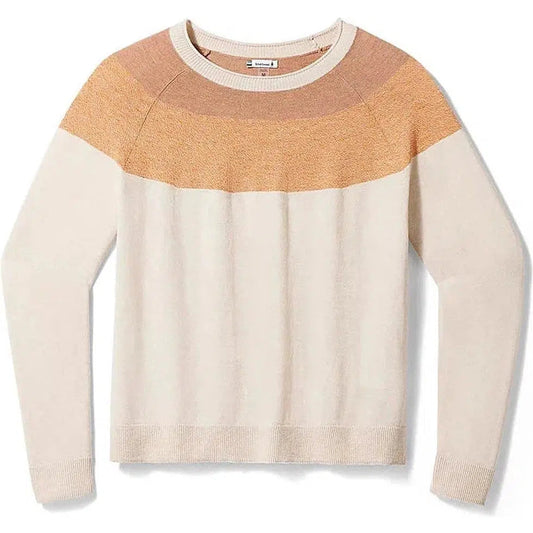 Women's Edgewood Colorblock Crew Sweater-Women's - Clothing - Baselayer-Smartwool-Almond Heather-S-Appalachian Outfitters