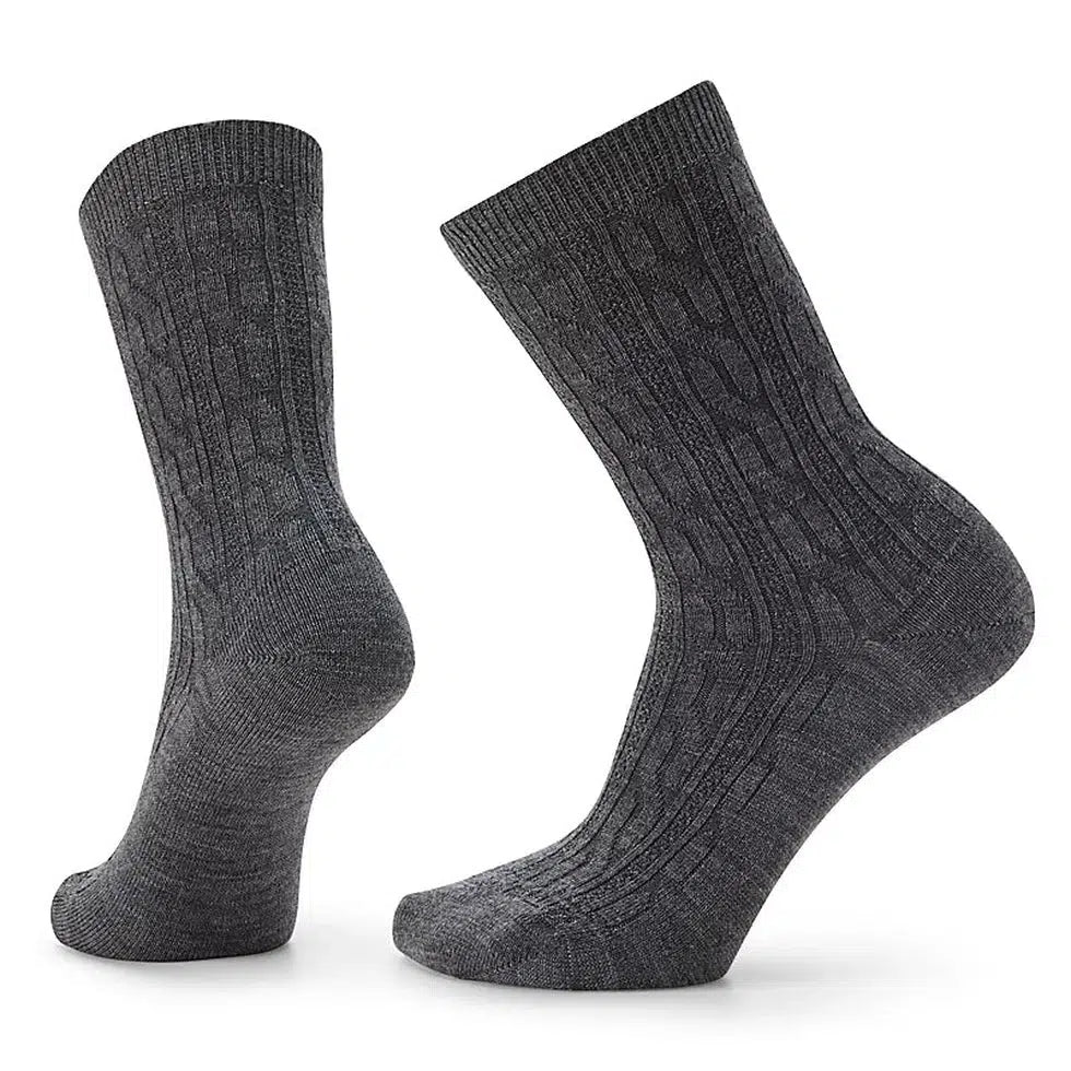 Women's Everyday Cable Crew Socks-Accessories - Socks - Women's-Smartwool-Medium Gray-M-Appalachian Outfitters