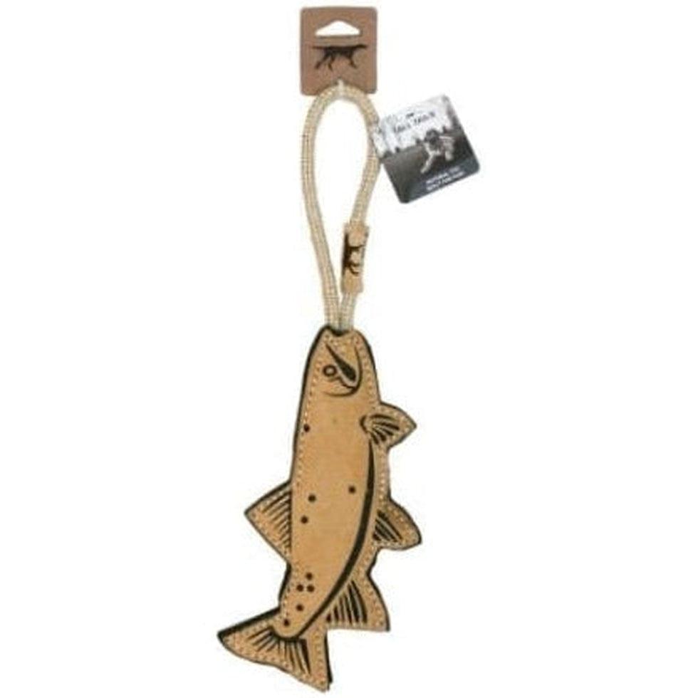 Tall Tails Natural Leather Trout Tug Toy Outdoor Dogs