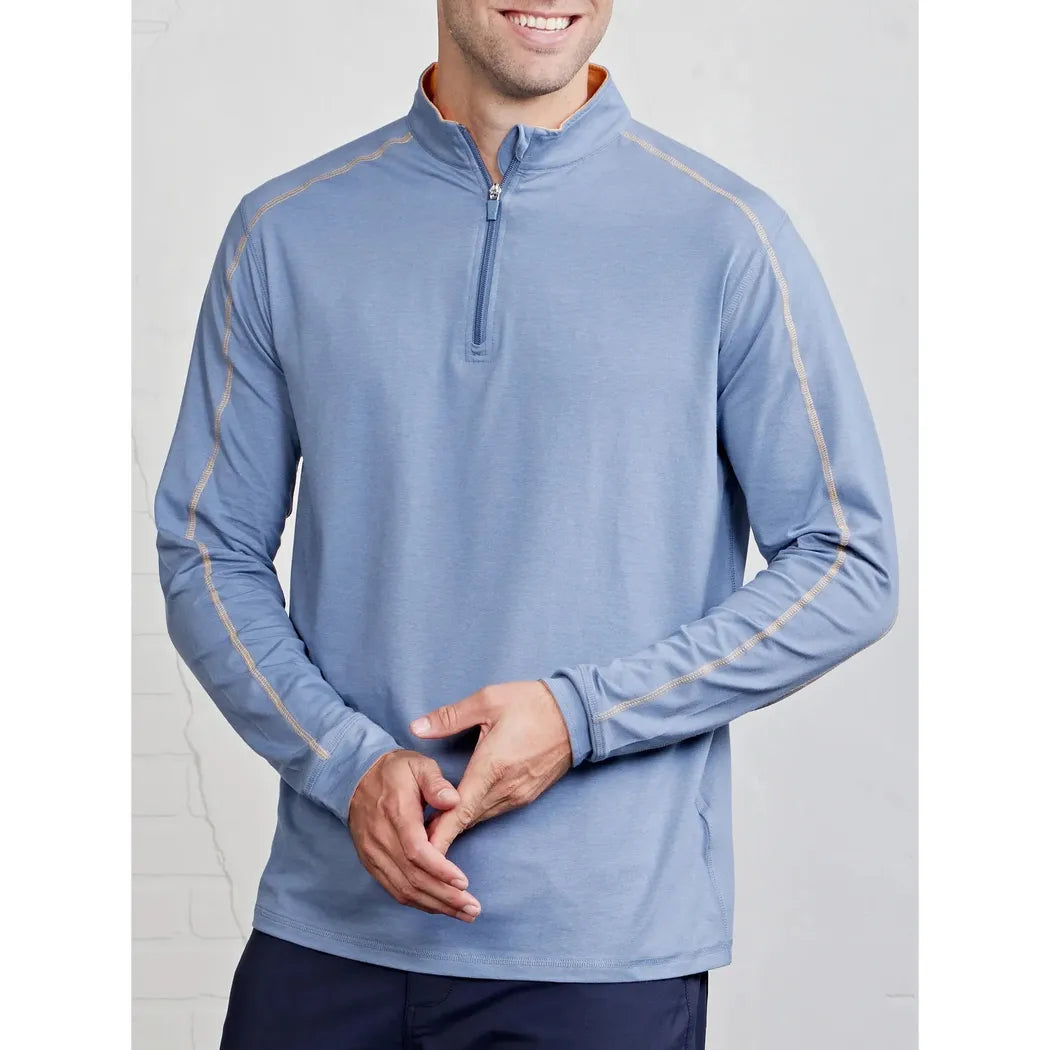 Tasc Men's Carrollton 1/4 Zip-Men's - Clothing - Tops-Tasc-Anchor/Papaya-L-Appalachian Outfitters