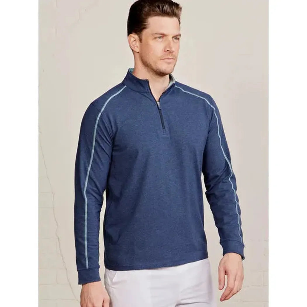 Tasc Men's Carrollton 1/4 Zip-Men's - Clothing - Tops-Tasc-Classic Navy Heather/Waterfall Heather-M-Appalachian Outfitters