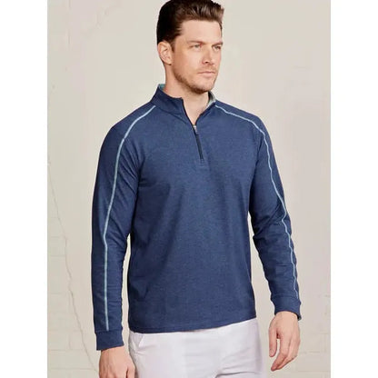 Tasc Men's Carrollton 1/4 Zip-Men's - Clothing - Tops-Tasc-Classic Navy Heather/Waterfall Heather-M-Appalachian Outfitters