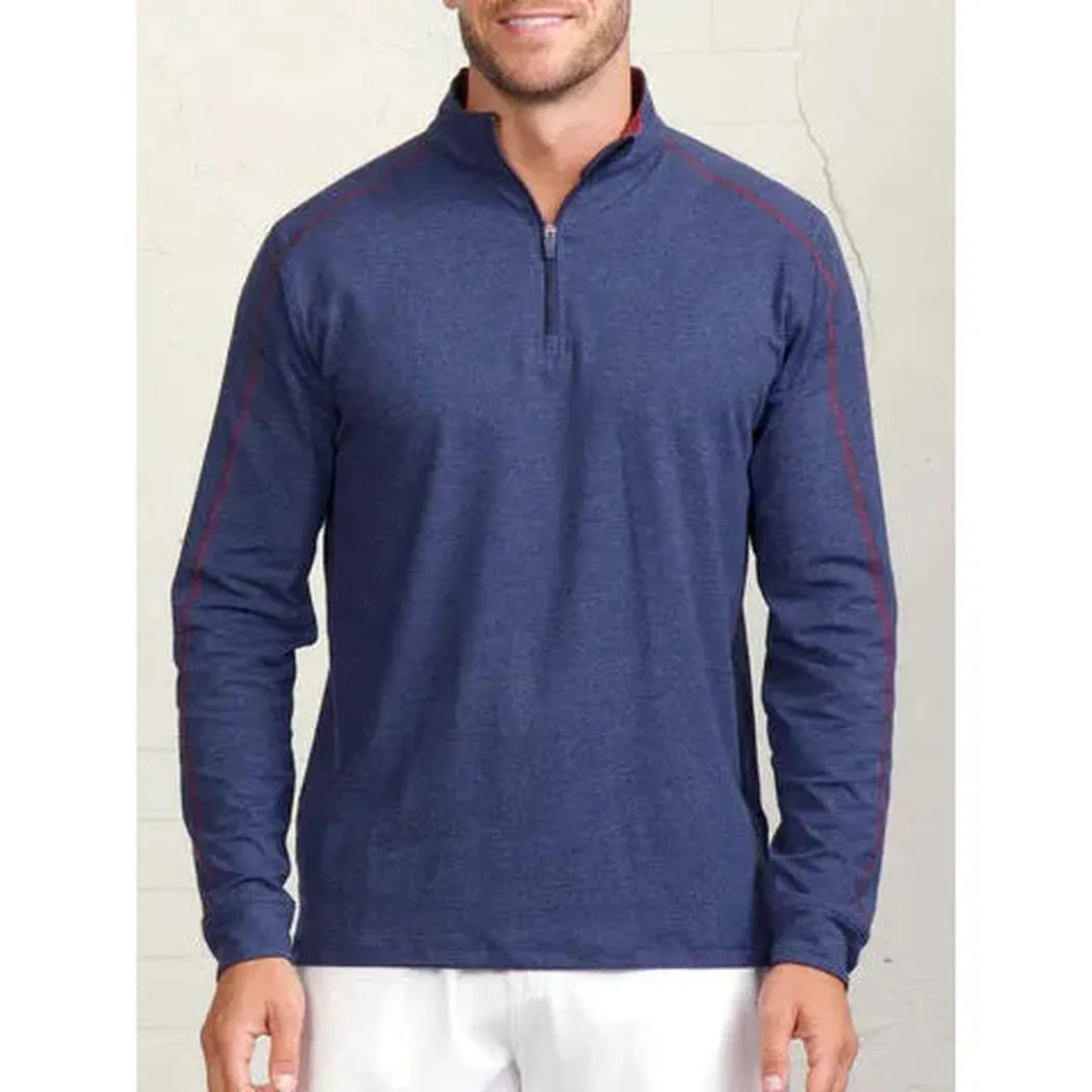 Tasc Men's Carrollton 1/4 Zip-Men's - Clothing - Tops-Tasc-Classic Navy Heather/Brick Heather-M-Appalachian Outfitters