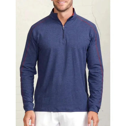 Tasc Men's Carrollton 1/4 Zip-Men's - Clothing - Tops-Tasc-Classic Navy Heather/Brick Heather-M-Appalachian Outfitters