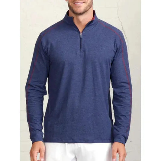 Tasc Men's Carrollton 1/4 Zip-Men's - Clothing - Tops-Tasc-Classic Navy Heather/Brick Heather-M-Appalachian Outfitters