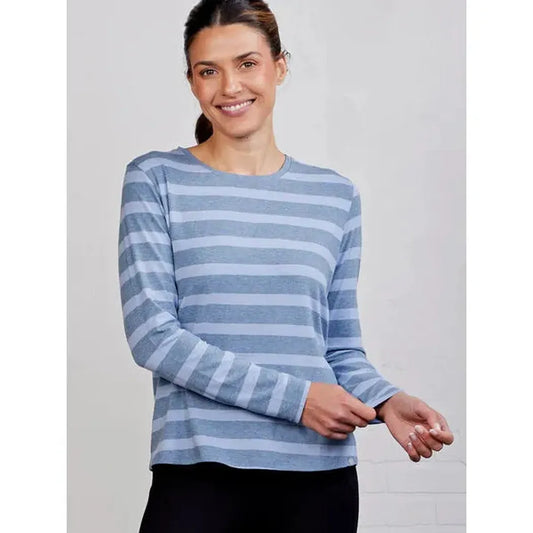 Tasc Women's All Day Long Sleeve Stripe-Women's - Clothing - Tops-Tasc-Archor Heathered Blue-S-Appalachian Outfitters