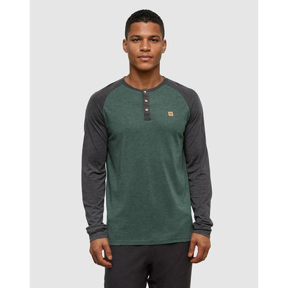 Tentree Men's Baker Henley Longsleeve-Men's - Clothing - Tops-Tentree-Forest Pine Heather Meteorite Black Heather-M-Appalachian Outfitters