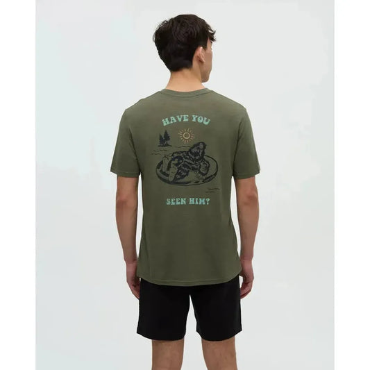 Tentree Men's Have You Seen Him Floatie T-Shirt-Men's - Clothing - Tops-Tentree-Deep Olive Heather Midnight Blue-M-Appalachian Outfitters