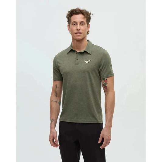 Tentree Men's Lake Life Astir Polo-Men's - Clothing - Tops-Tentree-Deep Olive Heather Snacking Gull-M-Appalachian Outfitters