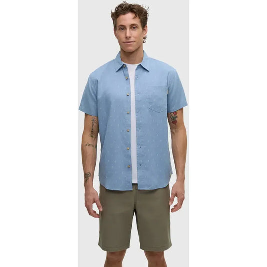 Tentree Men's Small Tree Mancos Shirt-Men's - Clothing - Tops-Tentree-Lake Blue Small Tree-M-Appalachian Outfitters