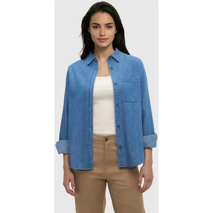 Tentree Women's Denim Sloan Shirt-Women's - Clothing - Tops-Tentree-Appalachian Outfitters