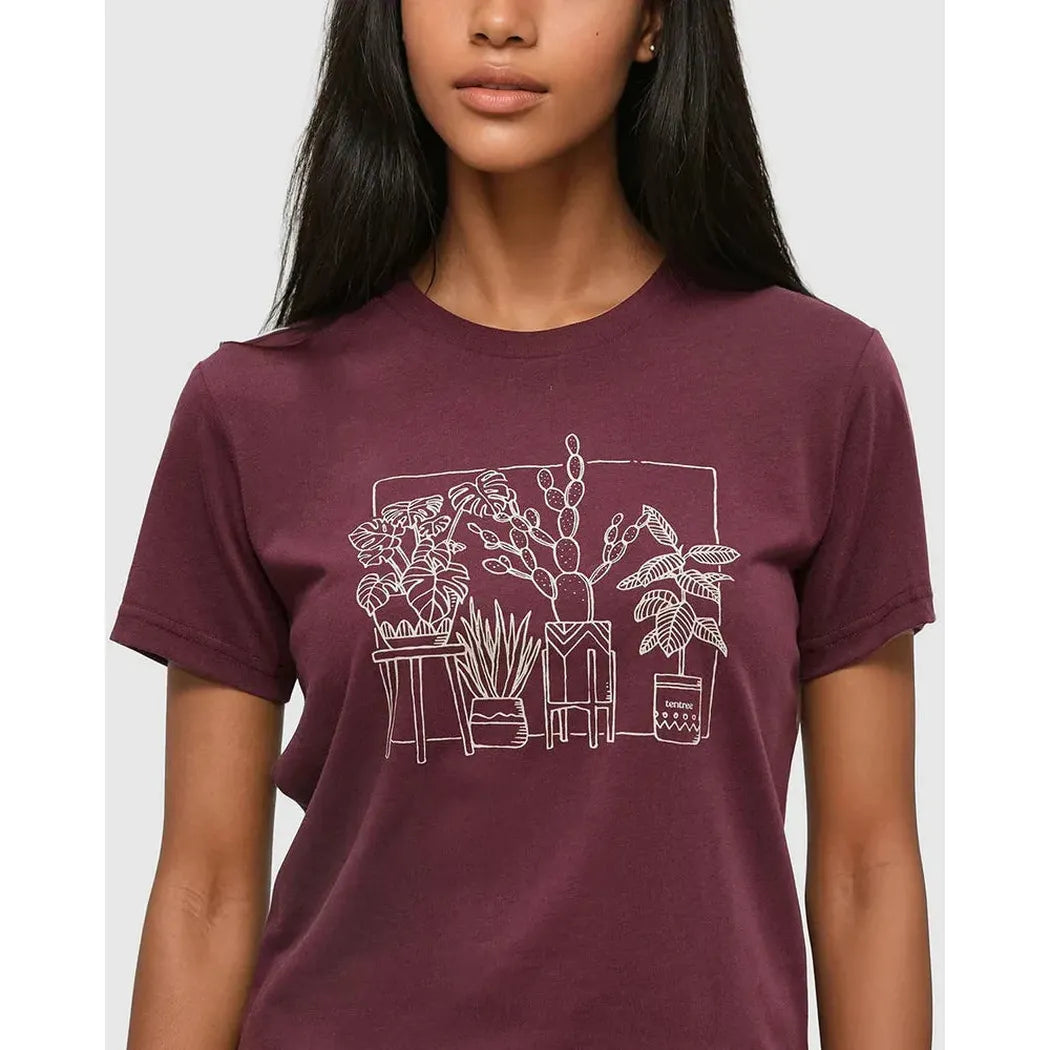 Tentree Women's Plant T-Shirt-Women's - Clothing - Tops-Tentree-Deep Burgundy Warm Oak-S-Appalachian Outfitters