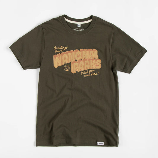 The Landmark Project Greetings From the National Parks Unisex Short Sleeve Tee-Unisex - Clothing - Tops-The Landmark Project-Dark Oak-S-Appalachian Outfitters