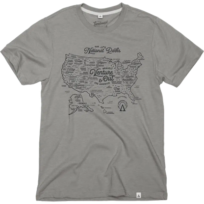 The Landmark Project NPS Map Tee-Unisex - Clothing - Tops-The Landmark Project-Smoke Grey-XS-Appalachian Outfitters