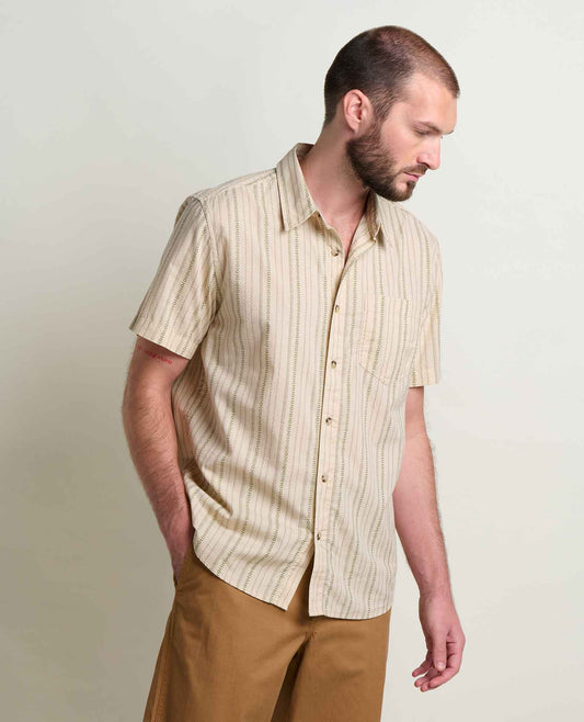 Toad & Co Men's Fletch Short Sleeve Shirt-Men's - Clothing - Tops-Toad & Co-Salt Vertical Print-M-Appalachian Outfitters