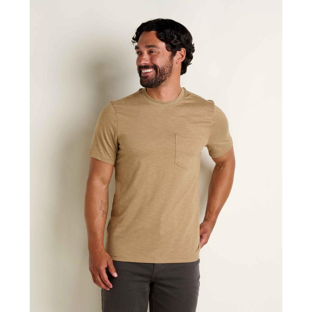 Toad & Co Men's Tempo Short Sleeve Pocket Crew-Men's - Clothing - Tops-Toad & Co-Khaki-M-Appalachian Outfitters