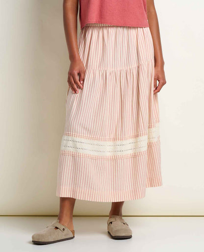 Toad & Co Women's Airscape Midi Skirt-Women's - Clothing - Tops-Toad & Co-Dusty Cedar Stripe Dobby-S-Appalachian Outfitters