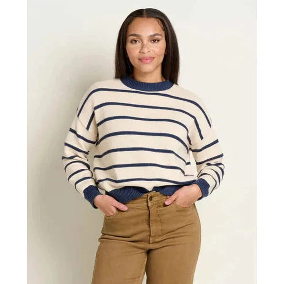 Women's Bianca II Crew Sweater-Women's - Clothing - Tops-Toad & Co-TrueNavyStripe-S-Appalachian Outfitters