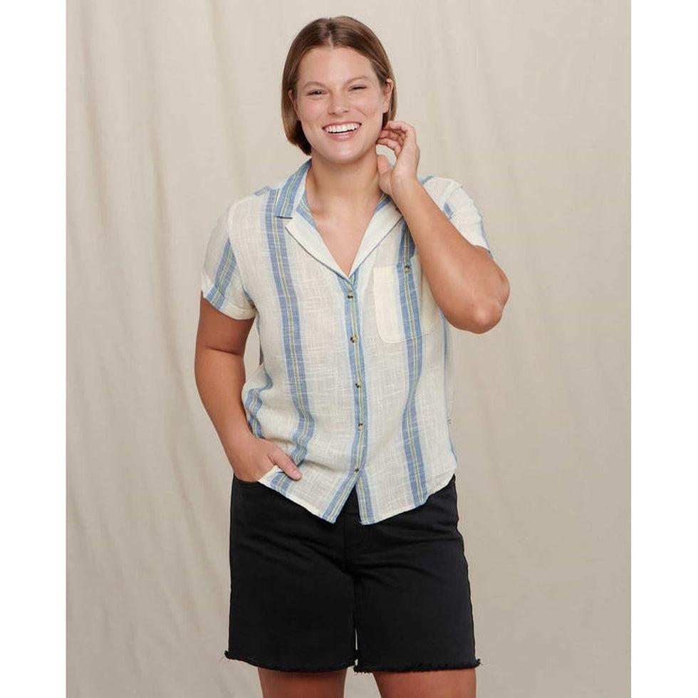 Women's Camp Cove Short Sleeve Shirt-Women's - Clothing - Tops-Toad & Co-Salt Trio Stripe-S-Appalachian Outfitters