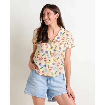 Toad & Co Women's Camp Cove Short Sleeve Shirt-Women's - Clothing - Tops-Toad & Co-Barley Camping Print-S-Appalachian Outfitters