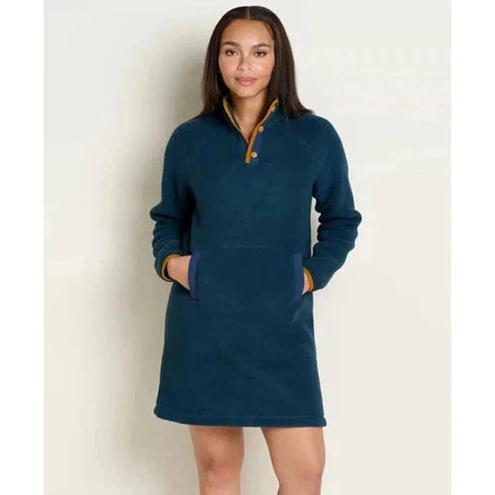 Women's Campo Fleece 1/4 Snap Dress-Women's - Clothing - Tops-Toad & Co-Midnight-S-Appalachian Outfitters