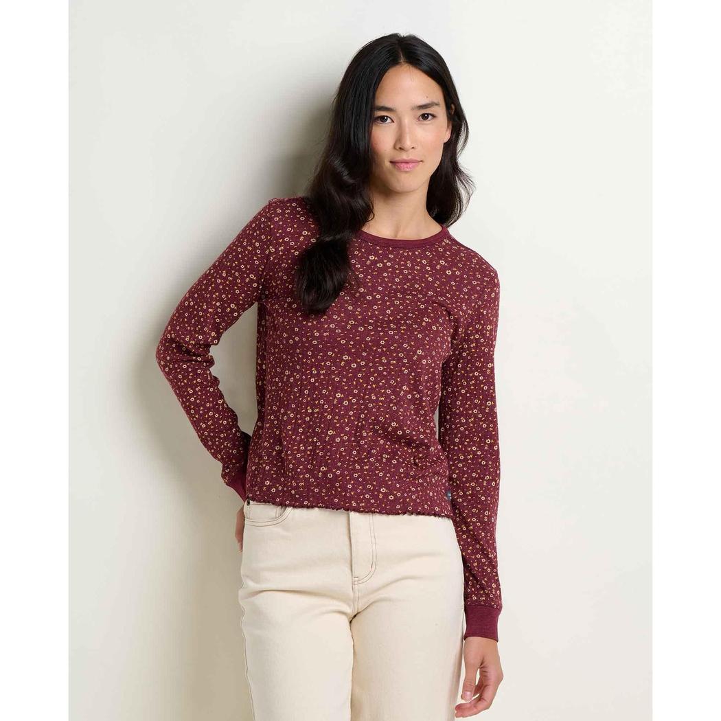 Toad & Co Women's Foothill Pointelle Long Sleeve Crew II-Women's - Clothing - Tops-Toad & Co-Port Ditsy Print-S-Appalachian Outfitters