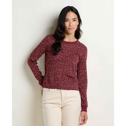 Toad & Co Women's Foothill Pointelle Long Sleeve Crew II-Women's - Clothing - Tops-Toad & Co-Port Ditsy Print-S-Appalachian Outfitters