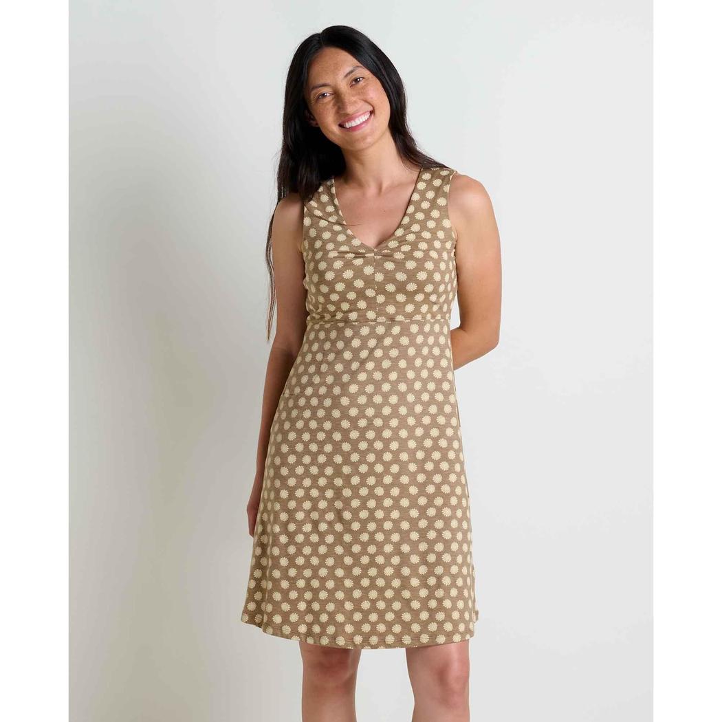 Toad & Co Women's Rosemarie Sleeveless Dress - Honey Brown Floral Print / S Toad & Co Women's Rosemarie Sleeveless Dress - Honey Brown Floral Print / S
