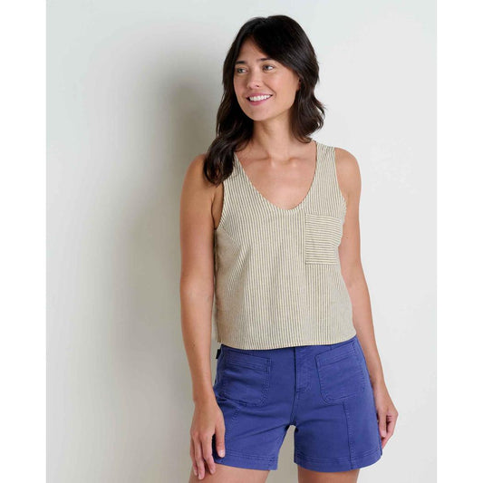 Toad & Co Women's Taj Hemp Button Back Tank-Women's - Clothing - Tops-Toad & Co-Barley Railroad Stripe-S-Appalachian Outfitters