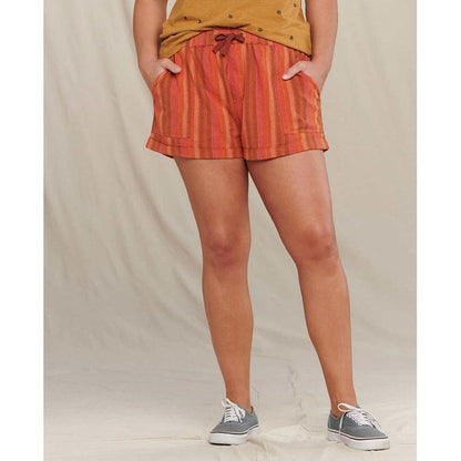 Women's Taj Hemp Short-Women's - Clothing - Bottoms-Toad & Co-Papaya Stripe-S-Appalachian Outfitters