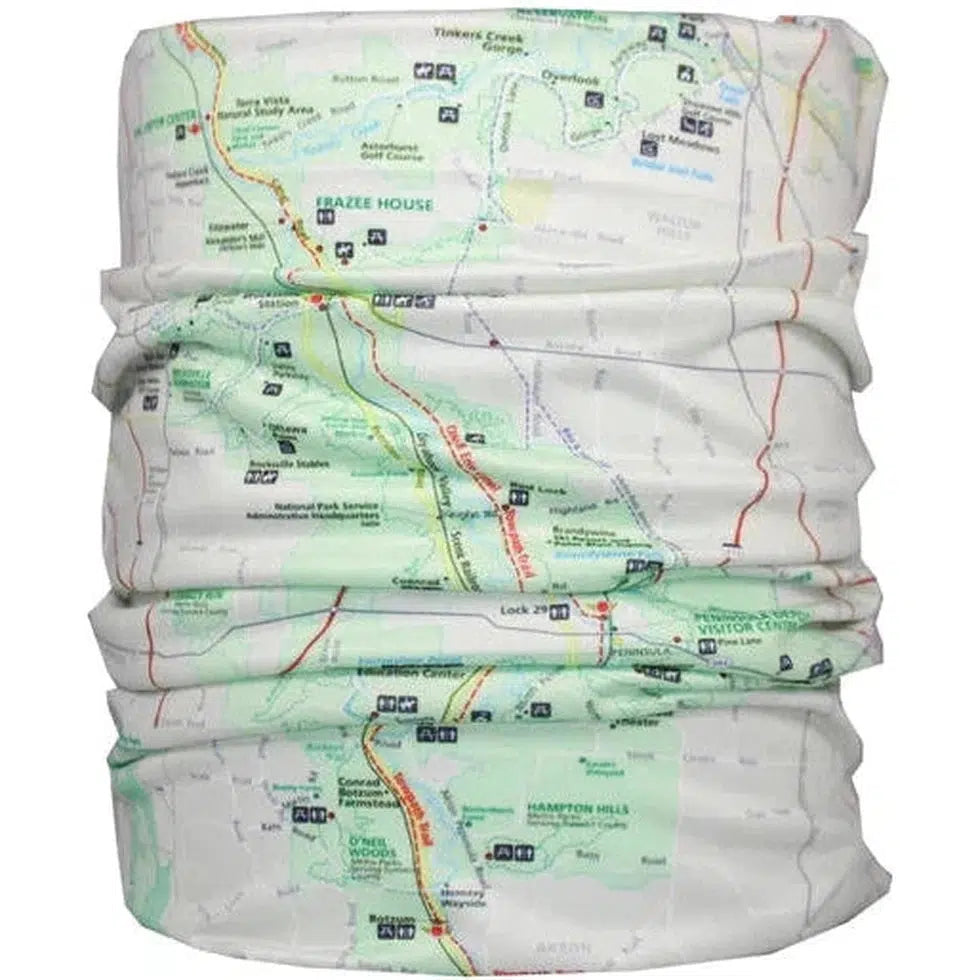 Wear a Map Cuyahoga Valley National Park Map Neck Gaiter-Accessories - Hats - Unisex-Wear a Map-Appalachian Outfitters