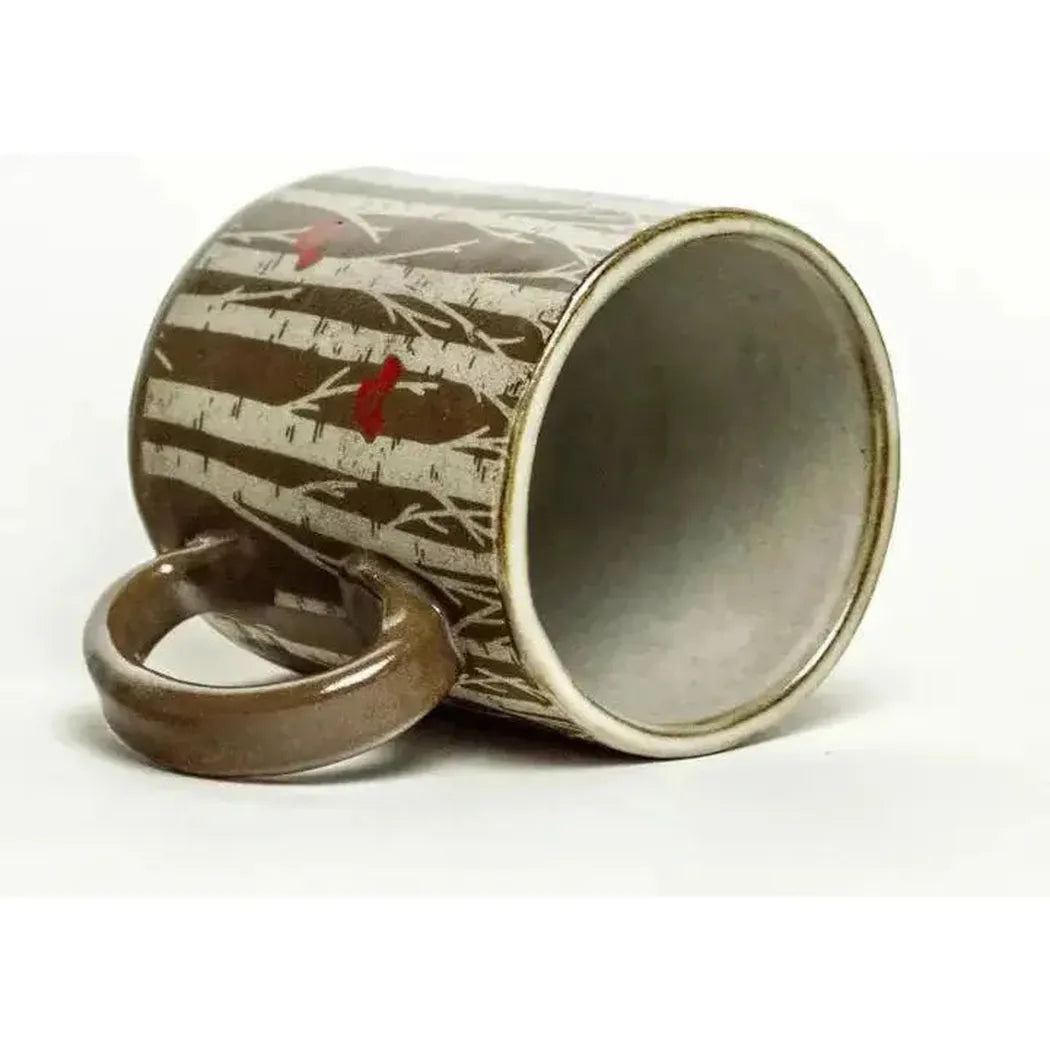 White Squirrel Clayworks Limited Birch Trees Chocolate Clay Handmade Ceramic 12oz Mug-Camping - Cooking - Dishware-White Squirrel Clayworks-Appalachian Outfitters