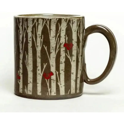 White Squirrel Clayworks Limited Birch Trees Chocolate Clay Handmade Ceramic 12oz Mug-Camping - Cooking - Dishware-White Squirrel Clayworks-Appalachian Outfitters